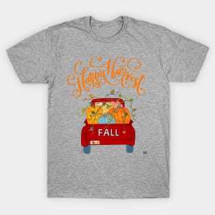 Happy Harvest Fall Season Pumpkin Truck T-Shirt